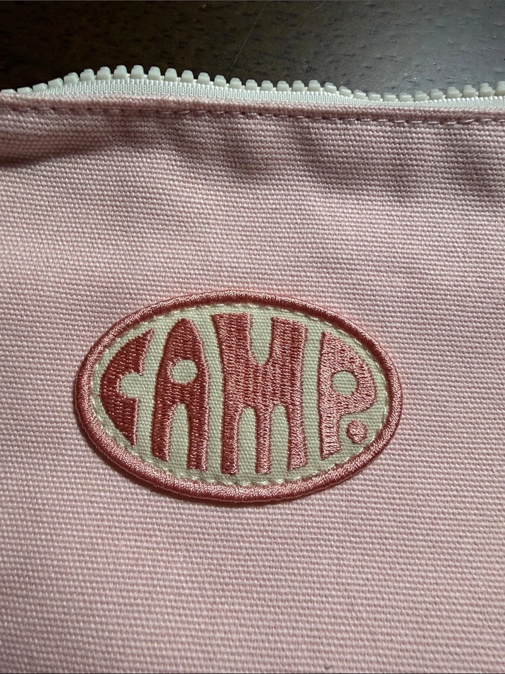 CAMP NYC Core Canvas Toy Pouch Organizer Makeup Bag, Pink/White, NWT